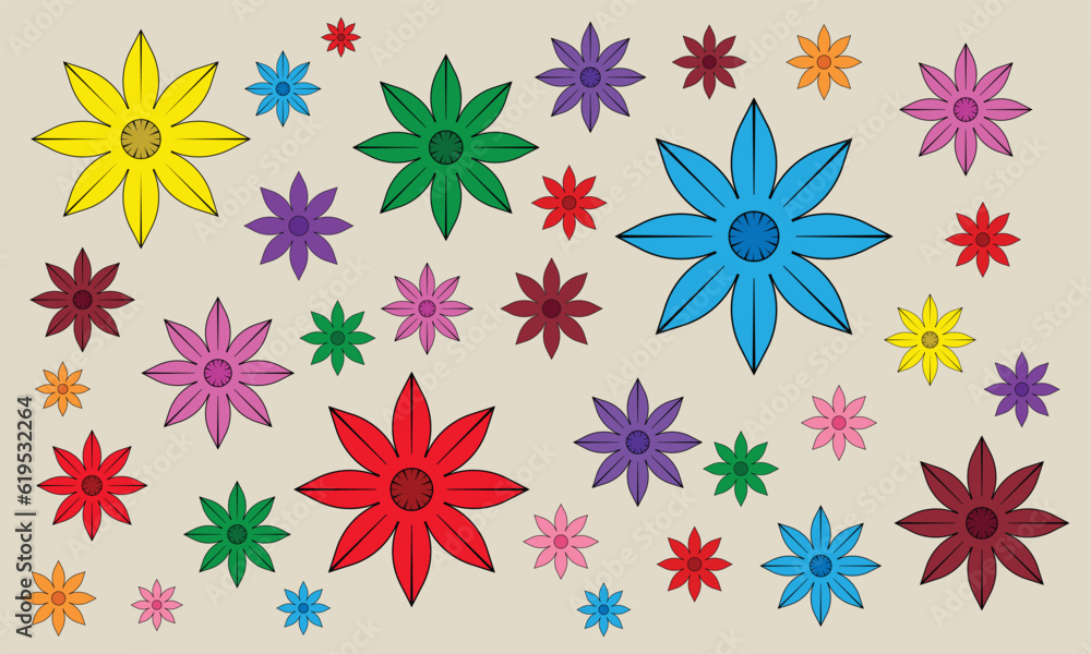 floral pattern illustration background with colorful flowers