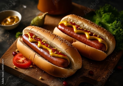 Obraz na plátně hot dog with mustard and ketchup