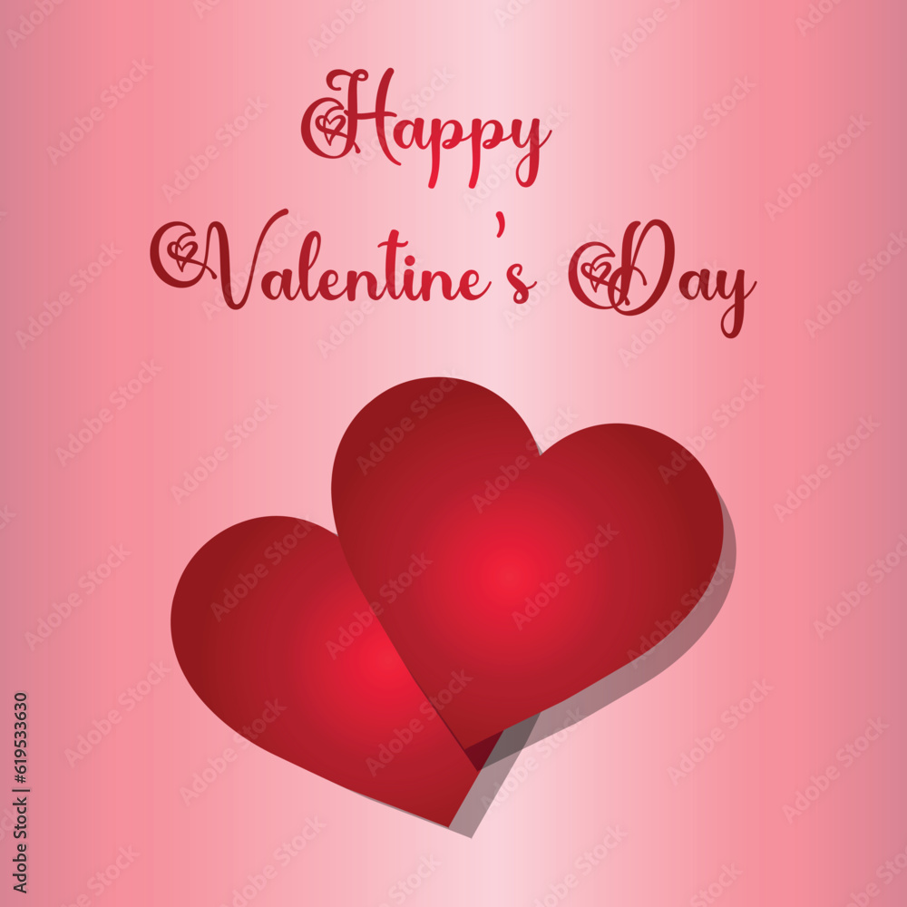 Free vector lovely happy valentine's day with realistic hearts template