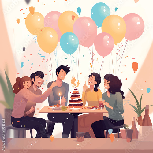 Celebrating with friends having fun at the party 