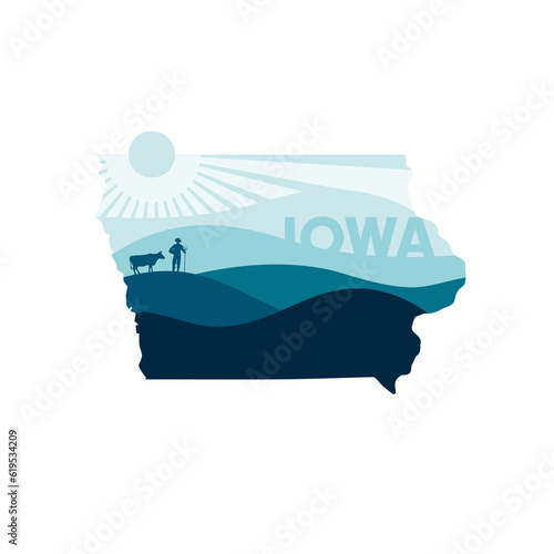 IOWA, STATE, DESIGN, BLUE, FADE