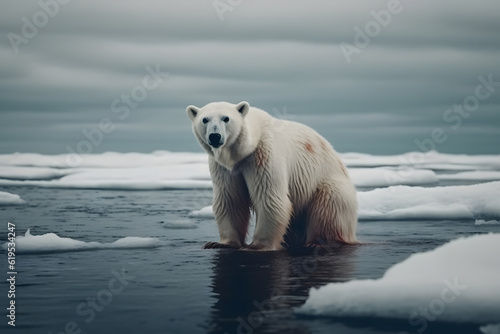 Polar bear on ice  Generative AI