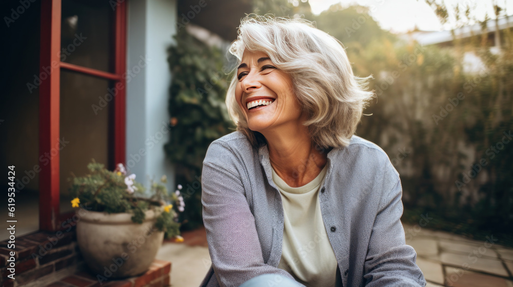 Mid age woman Smiling Generative Ai Mid age woman Smiling Generative Ai