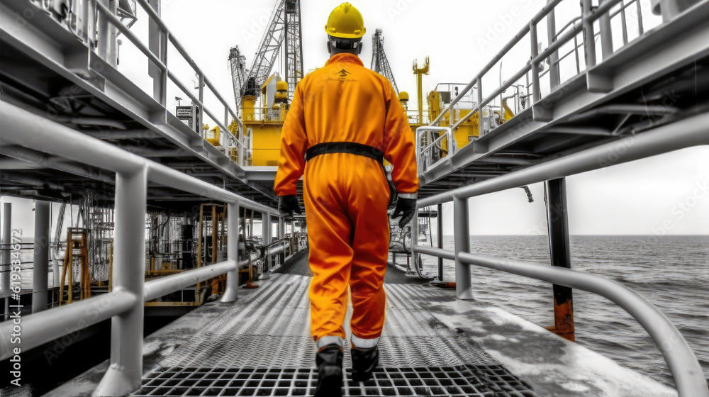 The engineer at an oil rig construction site is a highly skilled professional responsible for overseeing the technical aspects of the project,ai generative. The engineer at an oil rig construction site is a highly skilled professional responsible for overseeing the technical aspects of the project,ai generative.