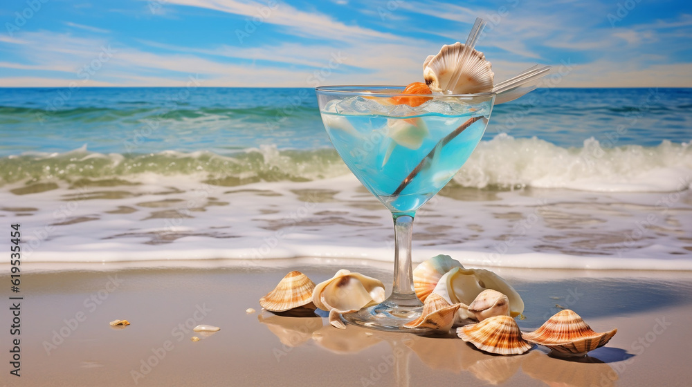 Summer oceanside cocktail new quality universal colorful technology illustration design generative ai