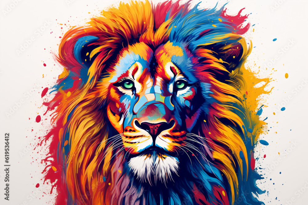 colorful lion on white background