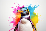 colorful penguin on white background