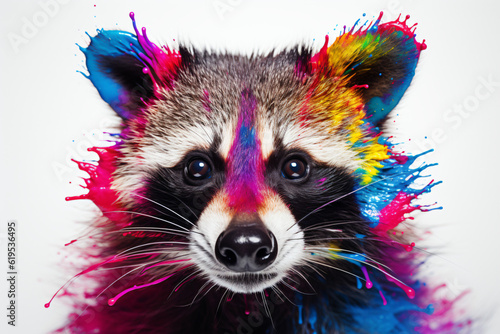 colorful raccoon on white background © dreamdes