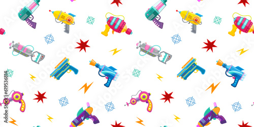 Vector pattern with blasters. Seamless pattern.Vector illustration of blasters. Special weapon. Children's pattern for textile products, stationery. Pattern for the interior.