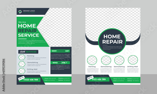 a4 Construction Flyer Design Template,Home repair service flyer Vector and editable flyer design