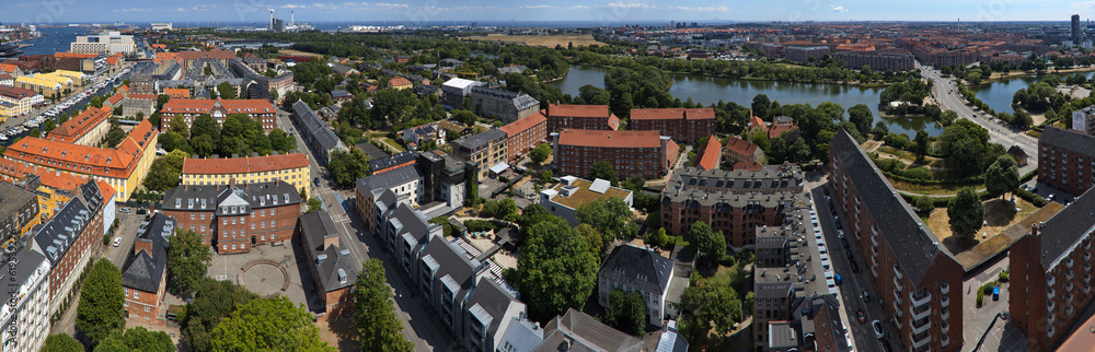 Panoramic view of Copenhagen from the tower of Vor Frelsers Church, Denmark, Europe, Northern Europe
