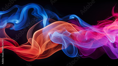 colorful smoke on black background. Generative Ai