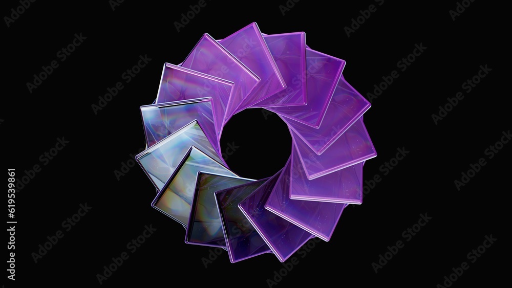 Abstract design background. 3d illustration of diaphragm made of glass