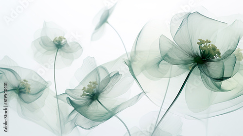 luxury background with transparent x ray flowers. Generative Ai.