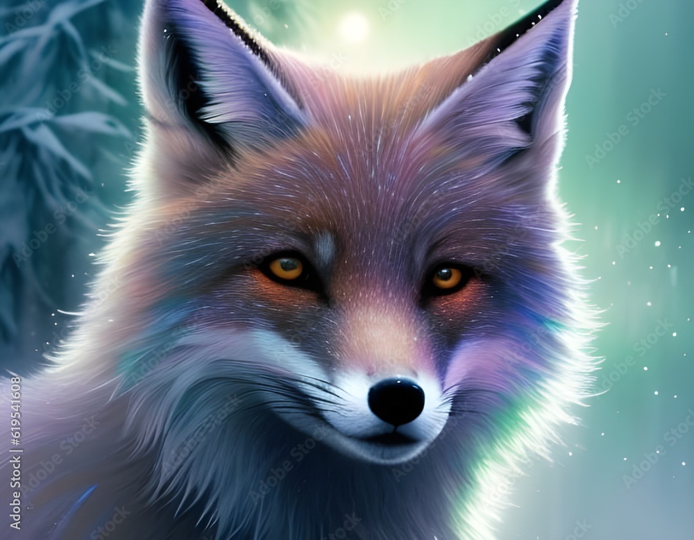 Fototapeta premium Naughty young fox in winter.. Generative AI.