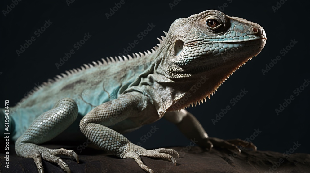 close up of iguana lizard reptile animal green generative ai close up of iguana lizard reptile animal green generative ai