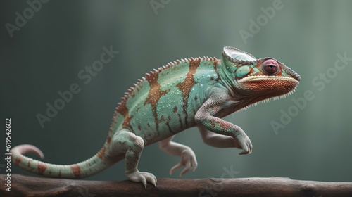 Wallpaper Mural chameleon on a black background lizard reptile animal green generative ai Torontodigital.ca