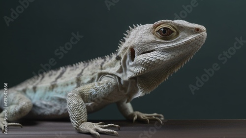 close up of iguana lizard reptile animal green generative ai © KWY