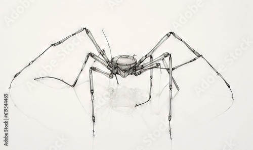  a drawing of a spider on a white background with a white background. generative ai