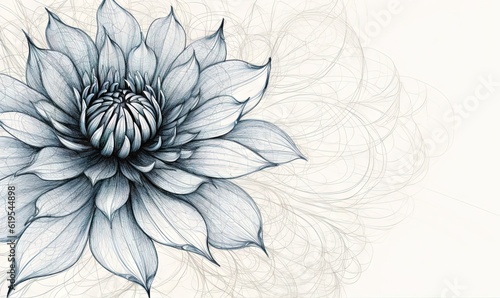  a drawing of a large flower on a white background with lines. generative ai