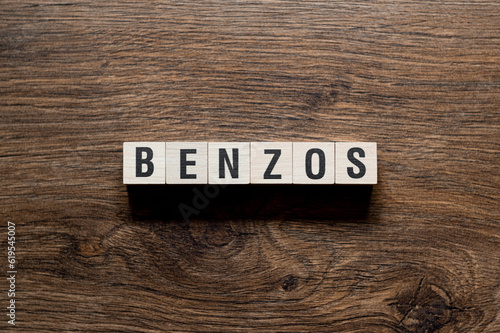 Benzos - word concept on building blocks, text photo