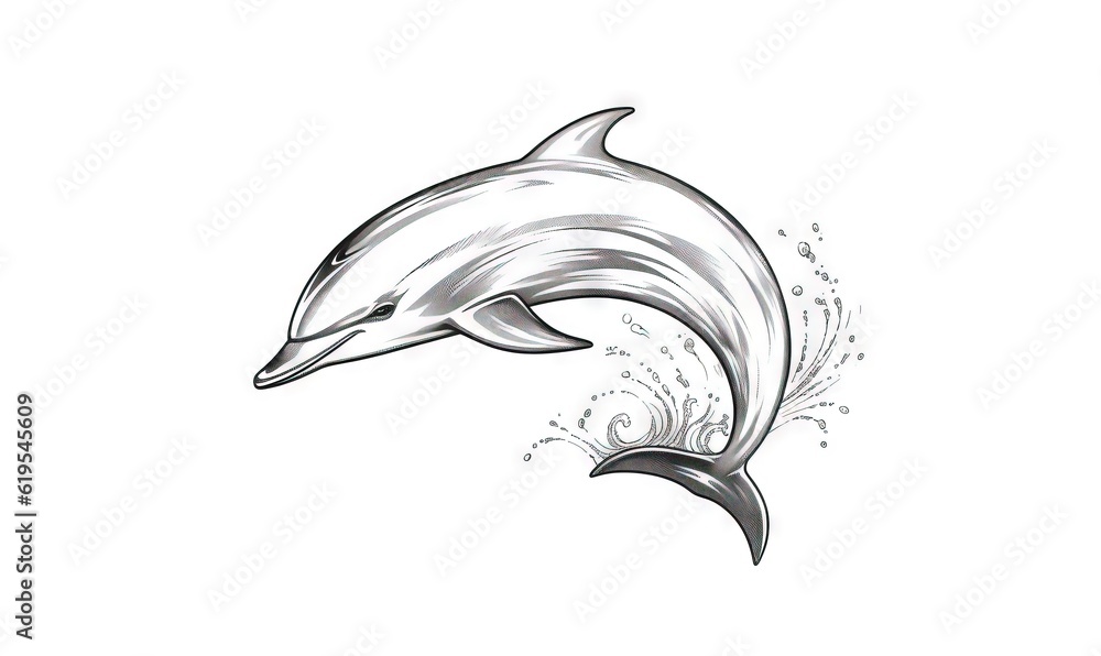 custom made wallpaper toronto digital a drawing of a dolphin jumping out of the ocean water. generative ai