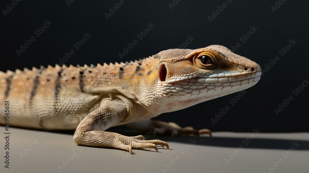 Fototapeta premium close up of iguana lizard reptile animal green generative ai