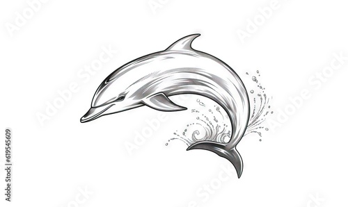 Wallpaper Mural  a drawing of a dolphin jumping out of the ocean water.  generative ai Torontodigital.ca