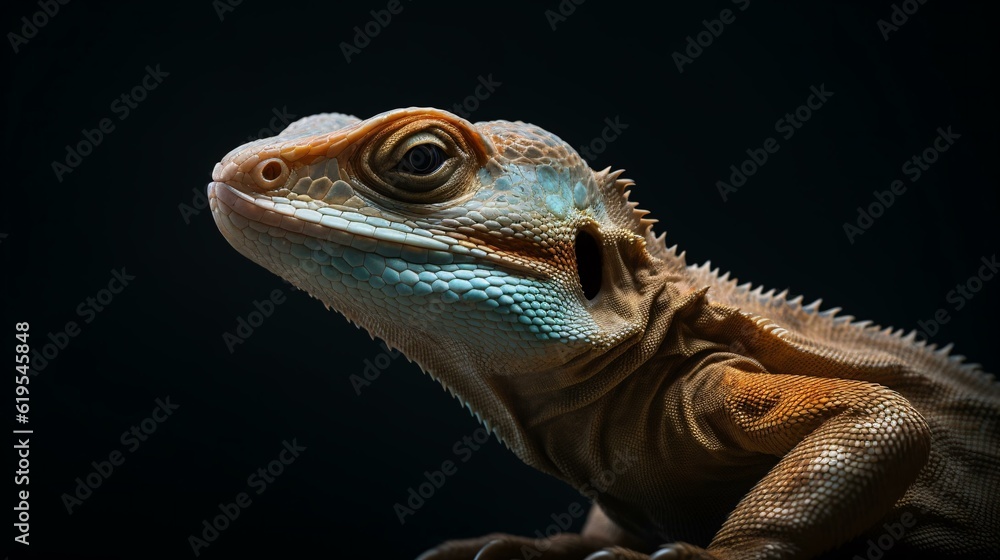 Obraz premium close up of iguana lizard reptile animal green generative ai
