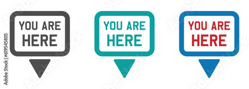 You are here vector icons. You are here vector signs collection