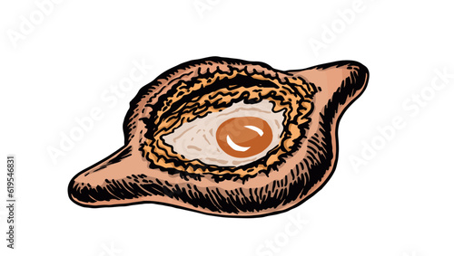 Vector color khachapuri isolated on white, food illustration