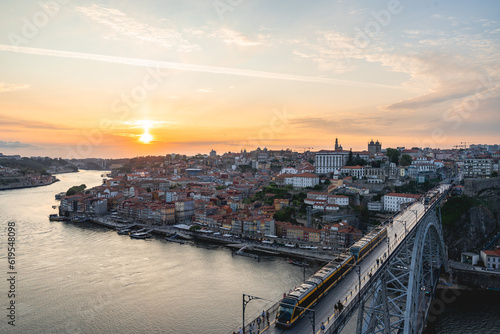 Viewpoint trom the city of porto during sunrise, Porto, Portugal june 20 2023.