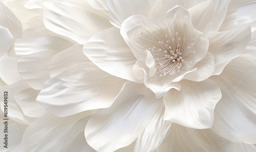  a close up of a white flower with a lot of petals.  generative ai