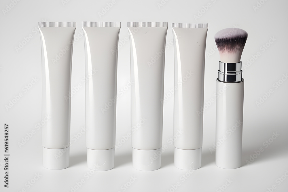 Jars and tubes of cosmetics, clean design for advertising, light background for cutting out objects without inscriptions and any text Jars and tubes of cosmetics, clean design for advertising, light background for cutting out objects without inscriptions and any text