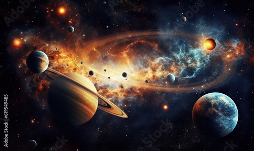  an artist s rendering of the planets in the solar system.  generative ai