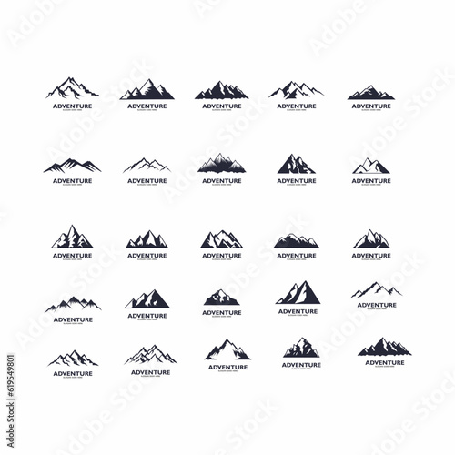 set of mountain logo vector