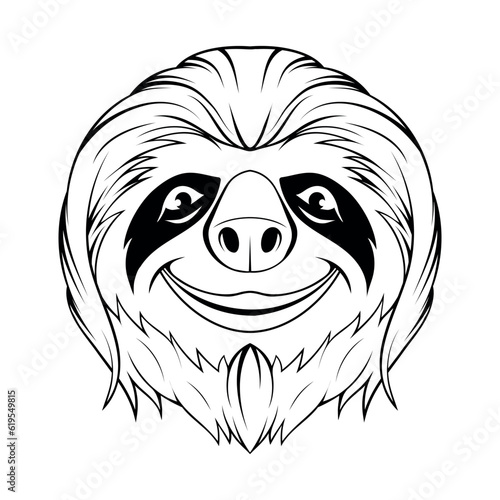 Sloth. Vector illustration of a sketch the slowest animal. Wild animal