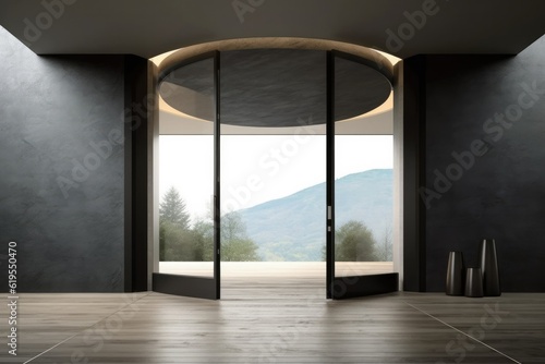 Modern entrance door by wooden for a truly elegant look. Generative AI Technology  © Dniel