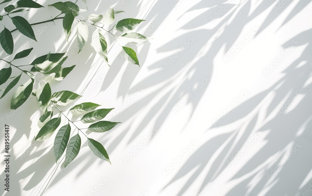 Tropical palm leaves with shadows on white wall. Minimal abstract blurred tropical background for product presentation. Tropical palm leaves with shadows on white wall. Minimal abstract blurred tropical background for product presentation.