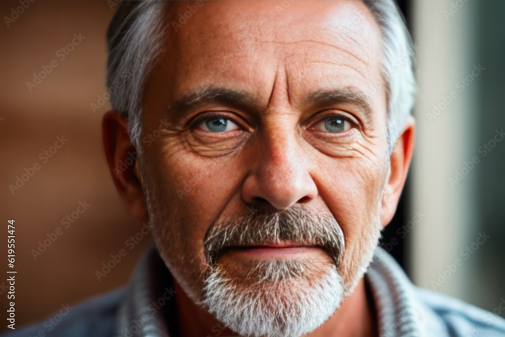 Digital portrait of Depressed senior man against wall at home. Mental health concept. Generative AI Digital portrait of Depressed senior man against wall at home. Mental health concept. Generative AI