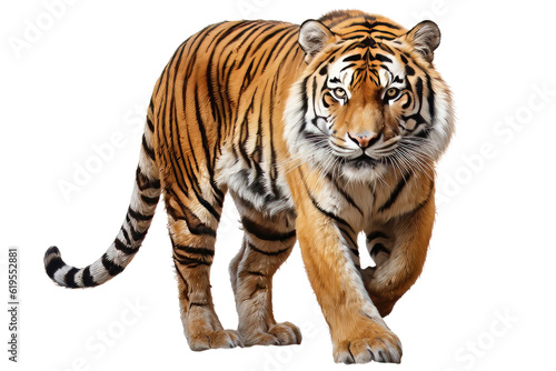 Tiger hunting isolated on transparent background