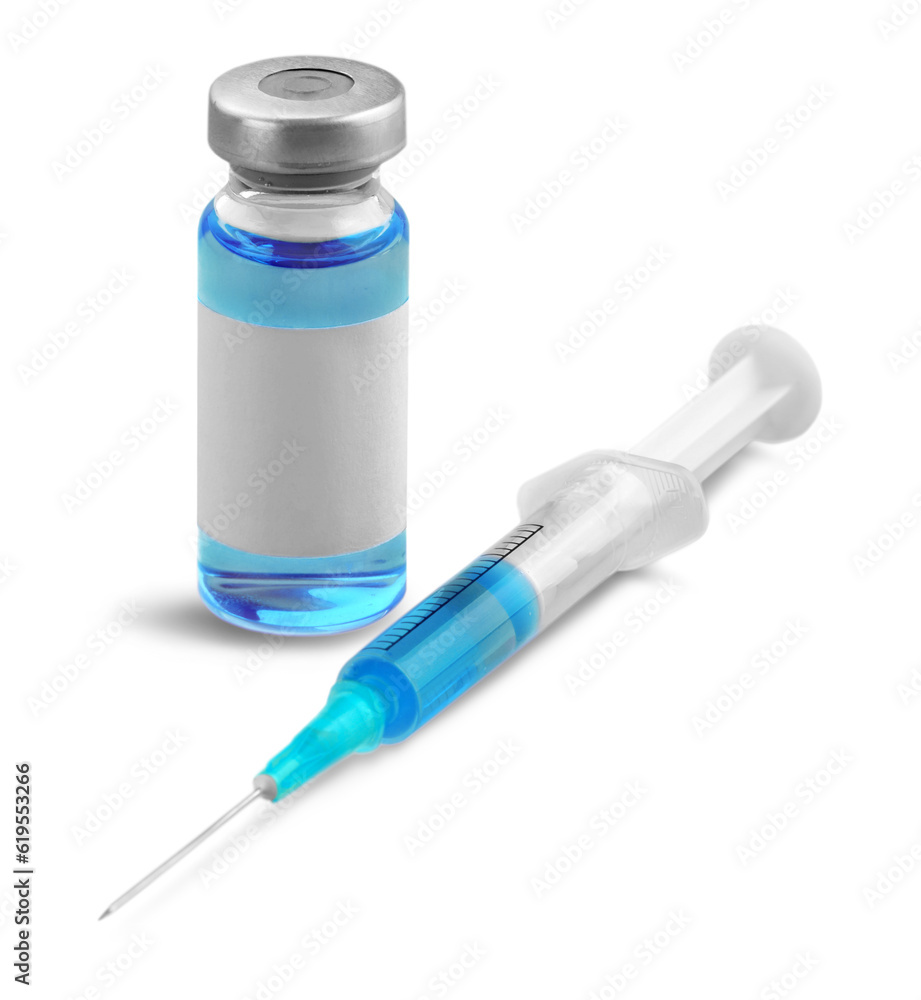 Vaccine bottle Covid - 19 Corona virus Vaccine injection and a medical syringe Vaccine bottle Covid - 19 Corona virus Vaccine injection and a medical syringe