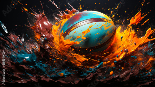 Expressive Energy: Abstract Concept Art of Rugby Ball for 2023 World Cup