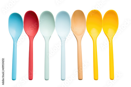  kitchen Mixing spoons on transparent background (PNG). Generative AI.