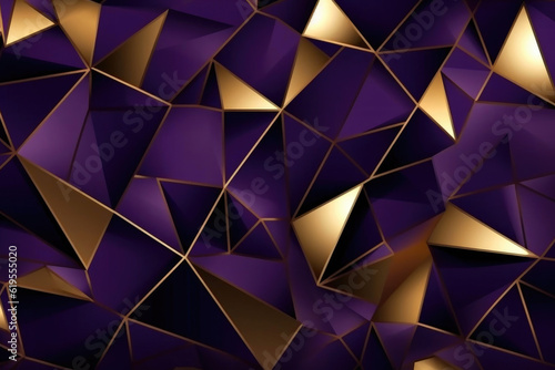 Glamorous Golden Lines on a Dark Purple Background. Generative AI