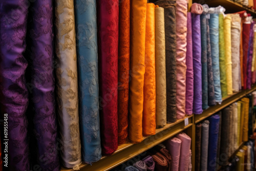 Vibrant Textile Wonderland: A Kaleidoscope of Colors and Materials. Generative AI