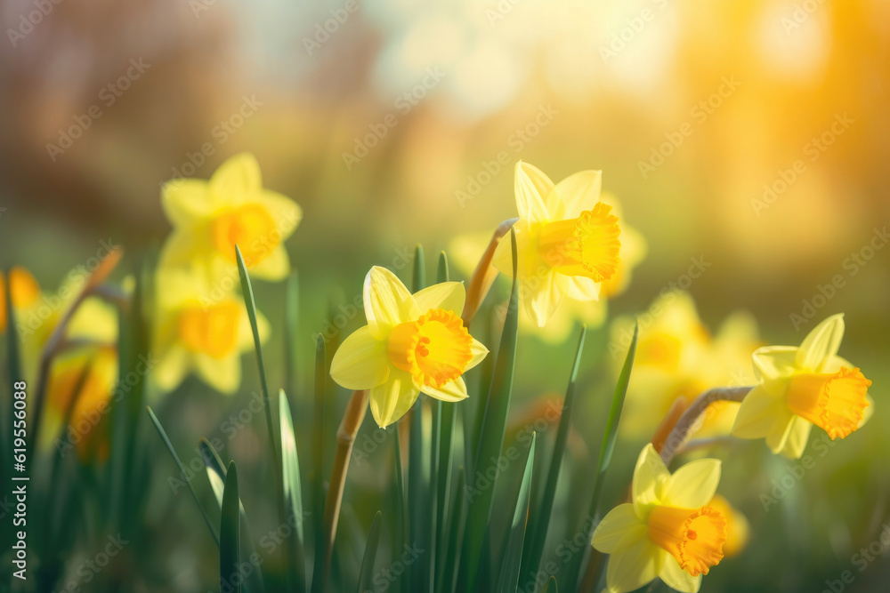 Captivating Spring Nature with Daffodil Blossoms. Generative AI