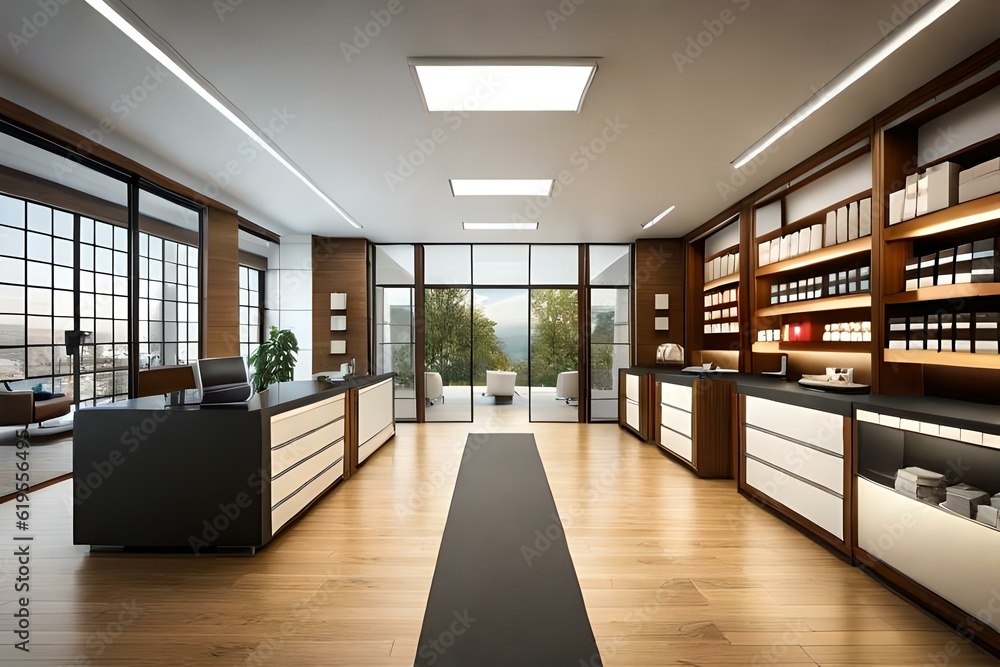most beautiful interior design of kitchen and medical store Generative Ai
