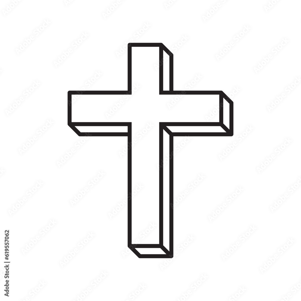 Christian cross vector icon, religion cross symbol. 
