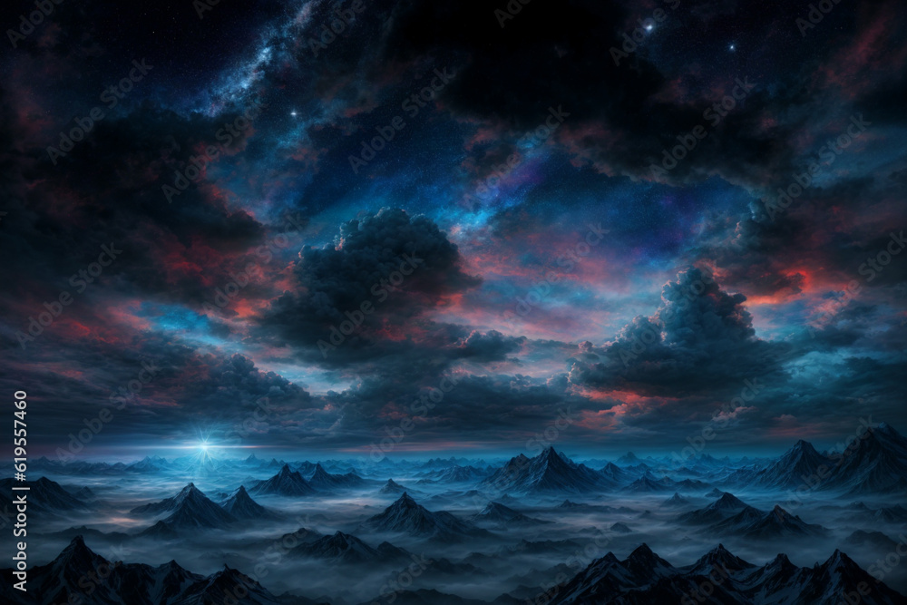 Dark blue cloud, painting, Generative AI illustrations